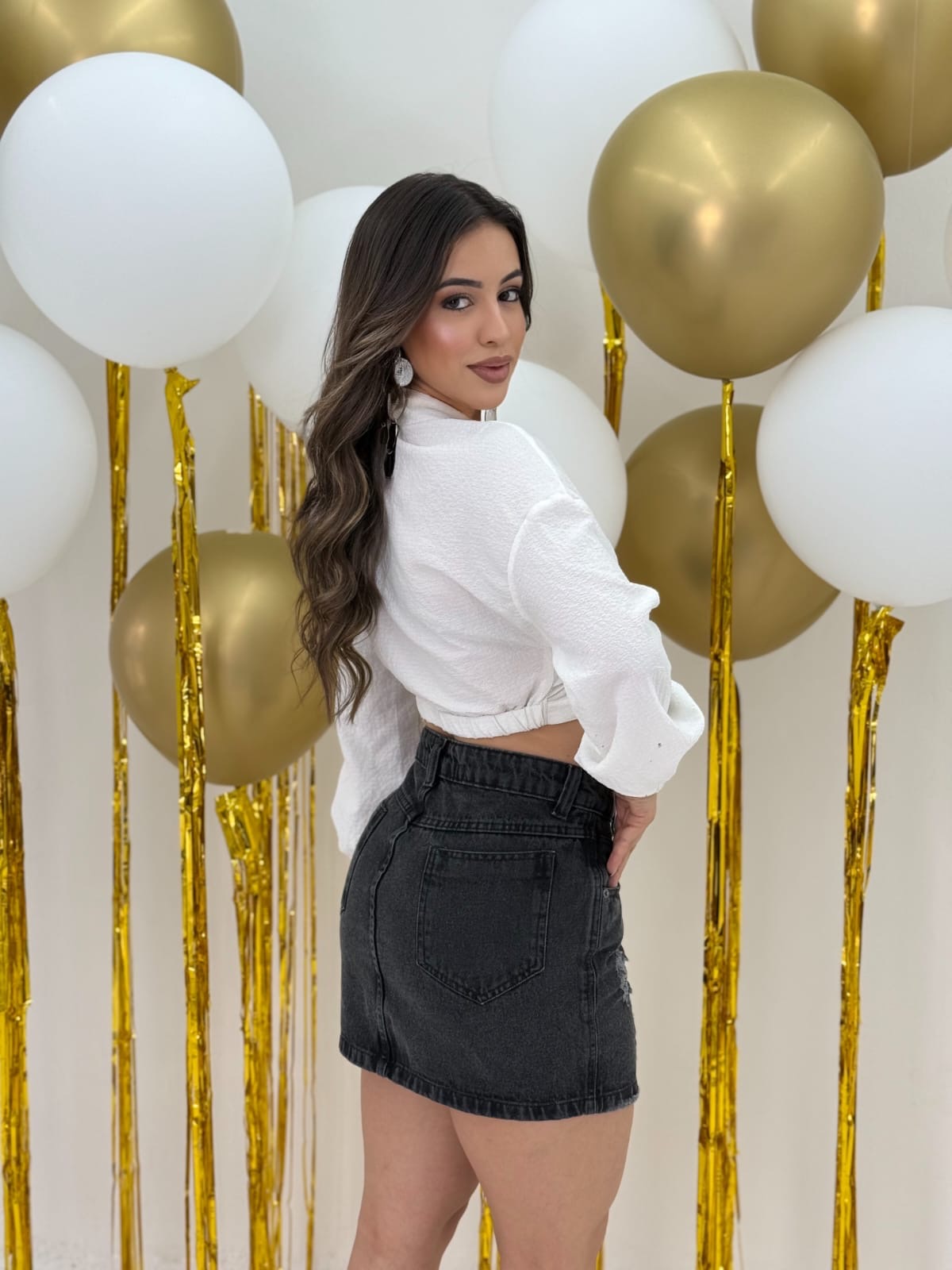 Saia jeans sem lycra