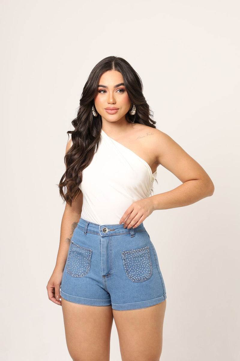 short jeans com lycra