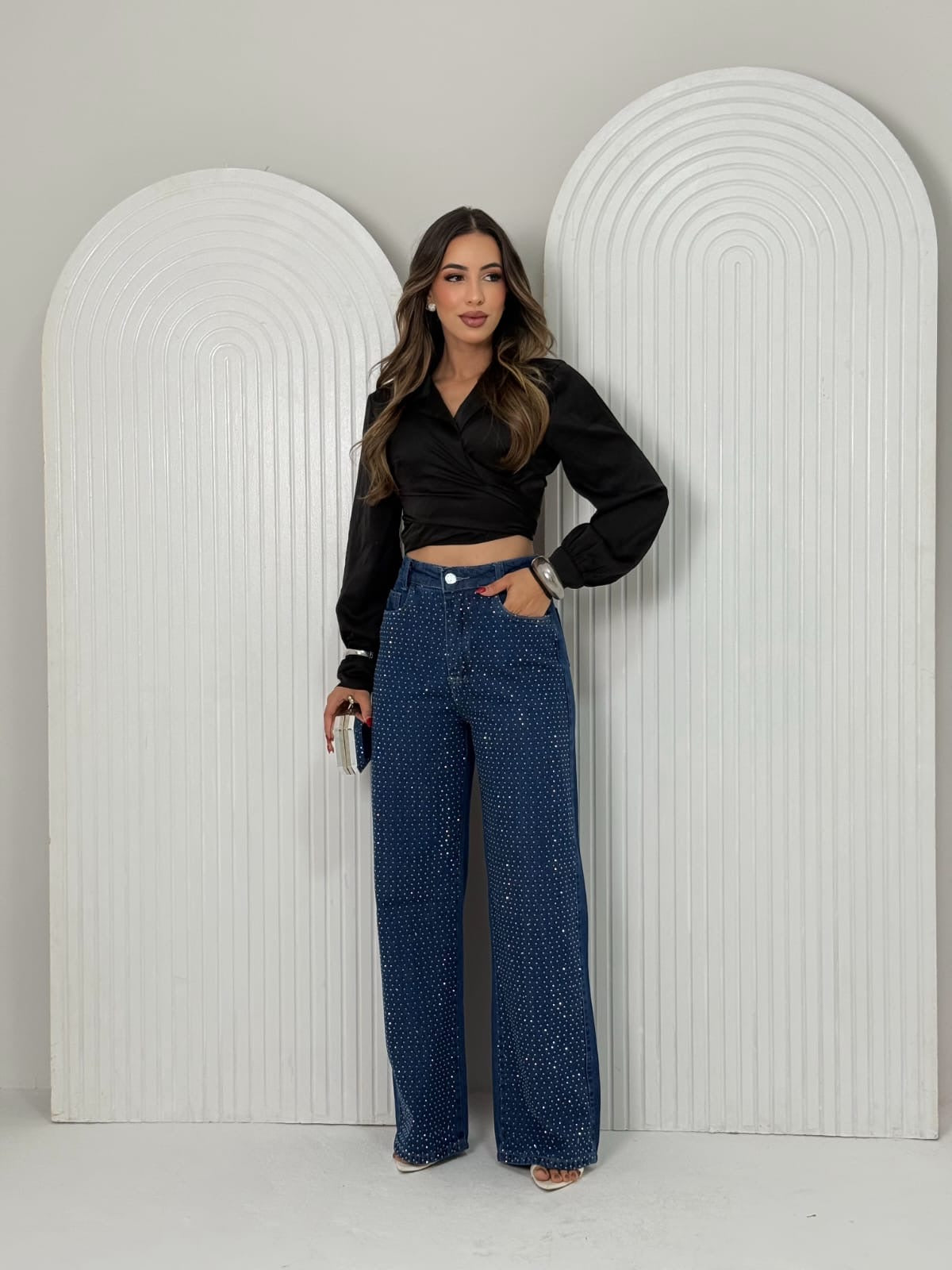 calça strass